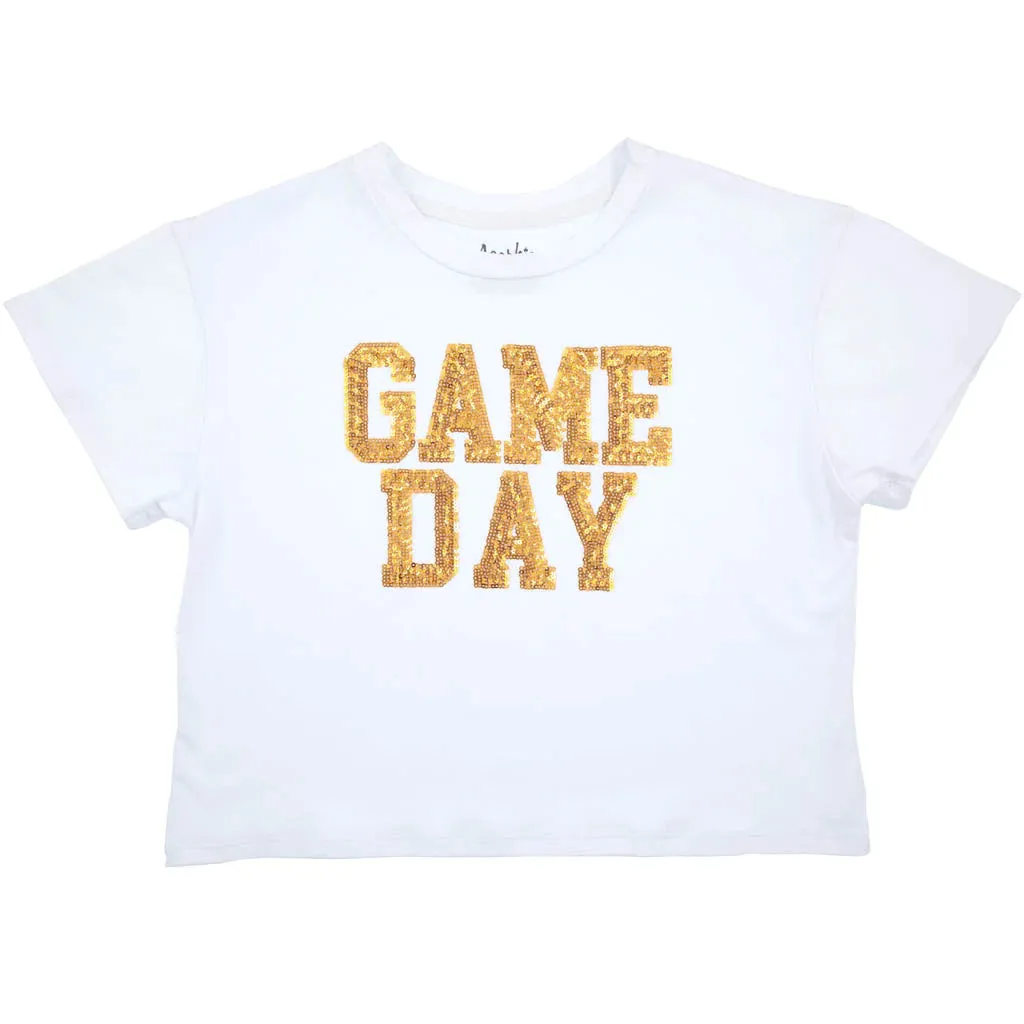 Azarhia Game Day Boxy Sequin Tee - Gold