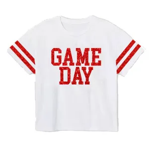 Azarhia Game Day Glitter Boxy Adult Tee - Red