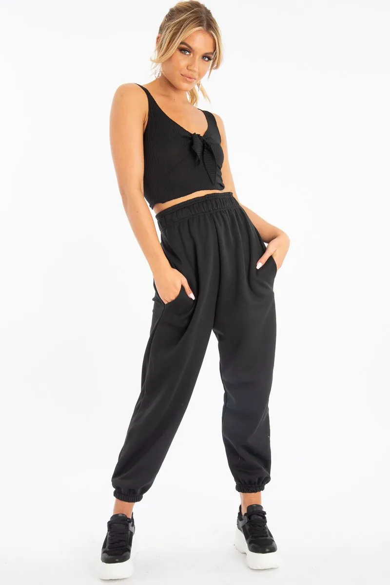 Black Tie Detail Extreme Cropped Top - Trista