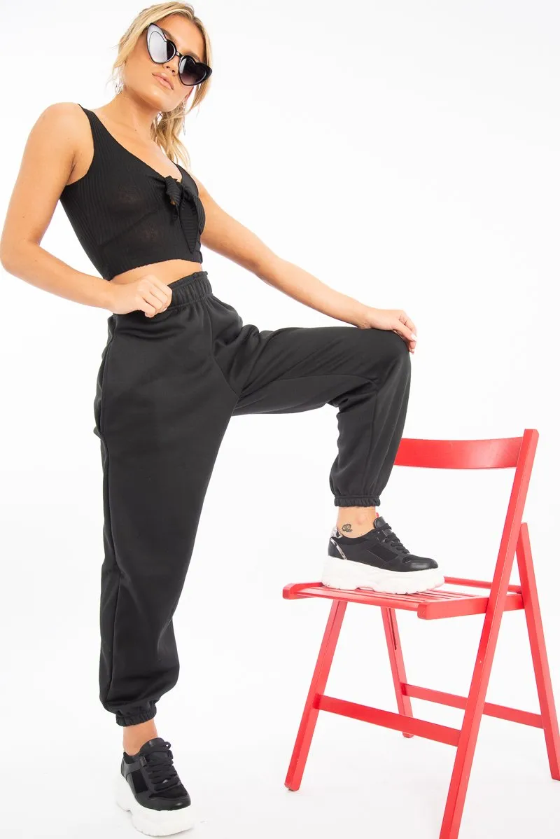 Black Tie Detail Extreme Cropped Top - Trista