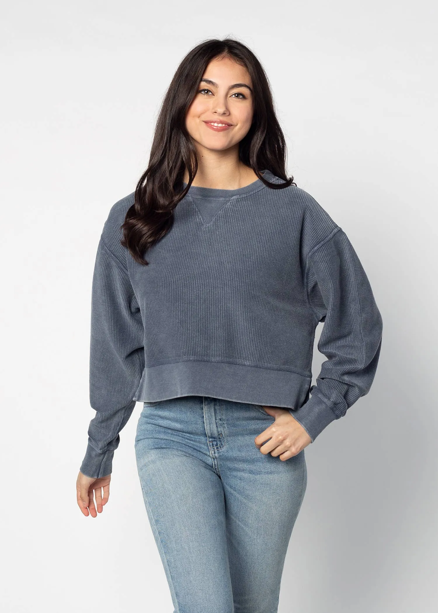 Corded Boxy Pullover: Latte