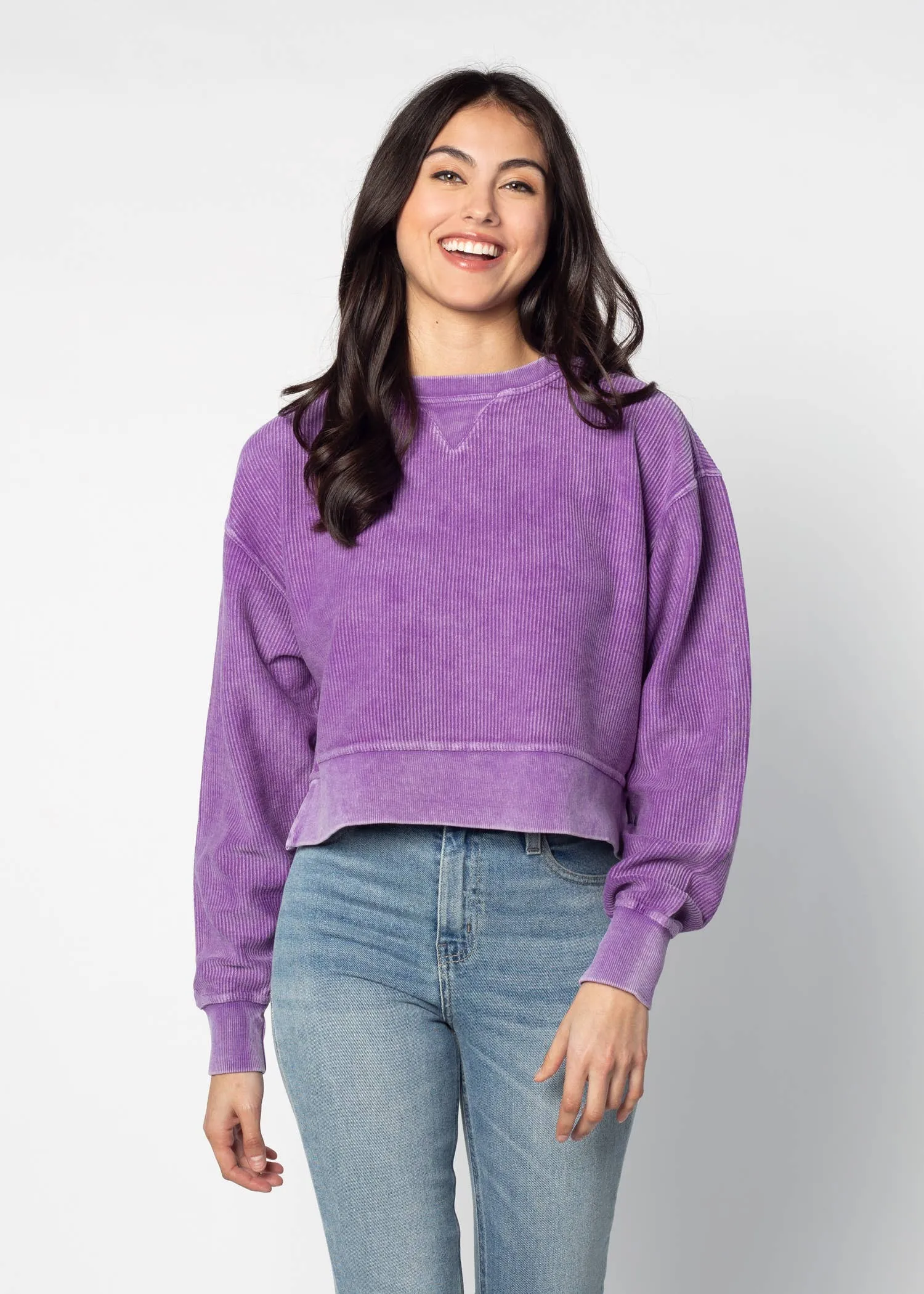 Corded Boxy Pullover: Latte