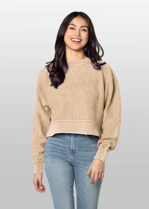 Corded Boxy Pullover: Latte