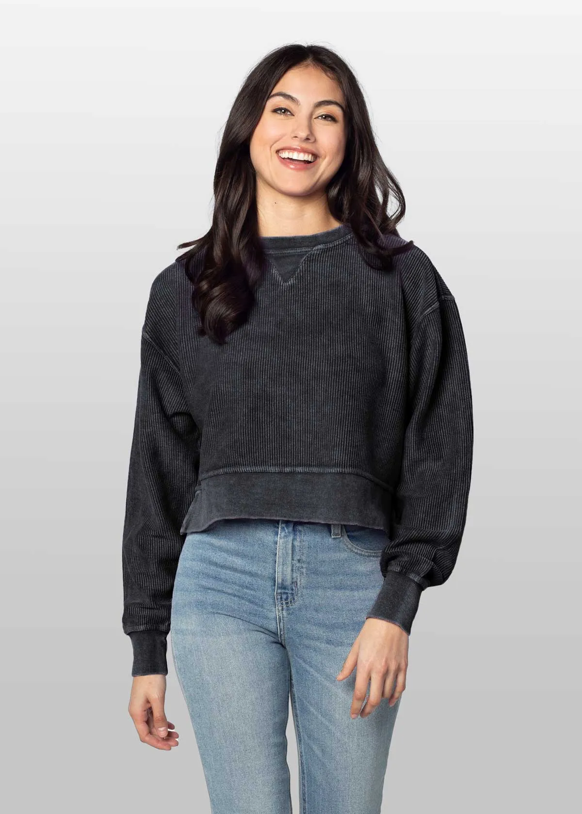 Corded Boxy Pullover: Latte