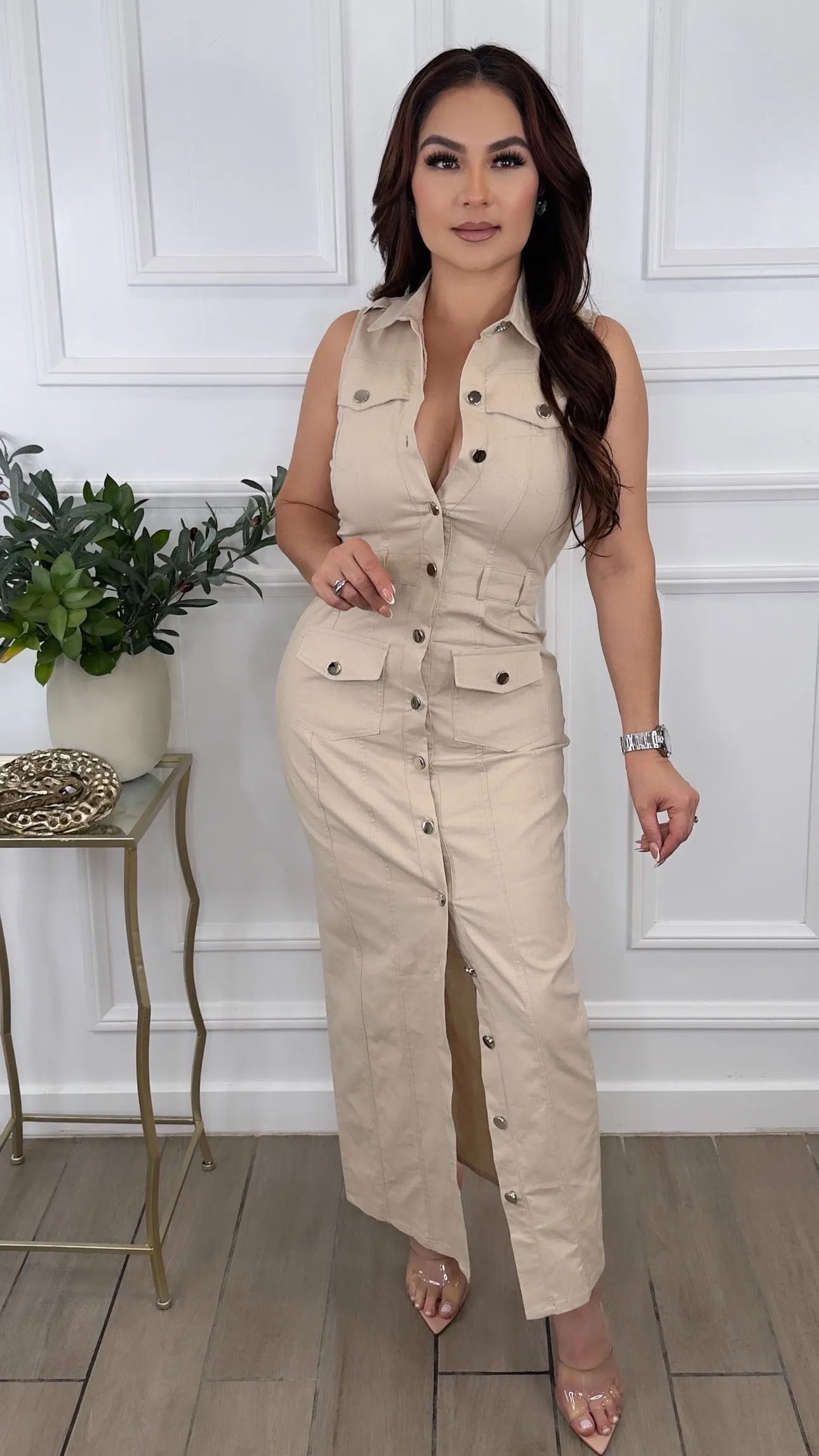 DESEO BEIGE MIDI DRESS