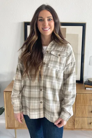 Drop Shoulder Hoodie Plaid Jacket