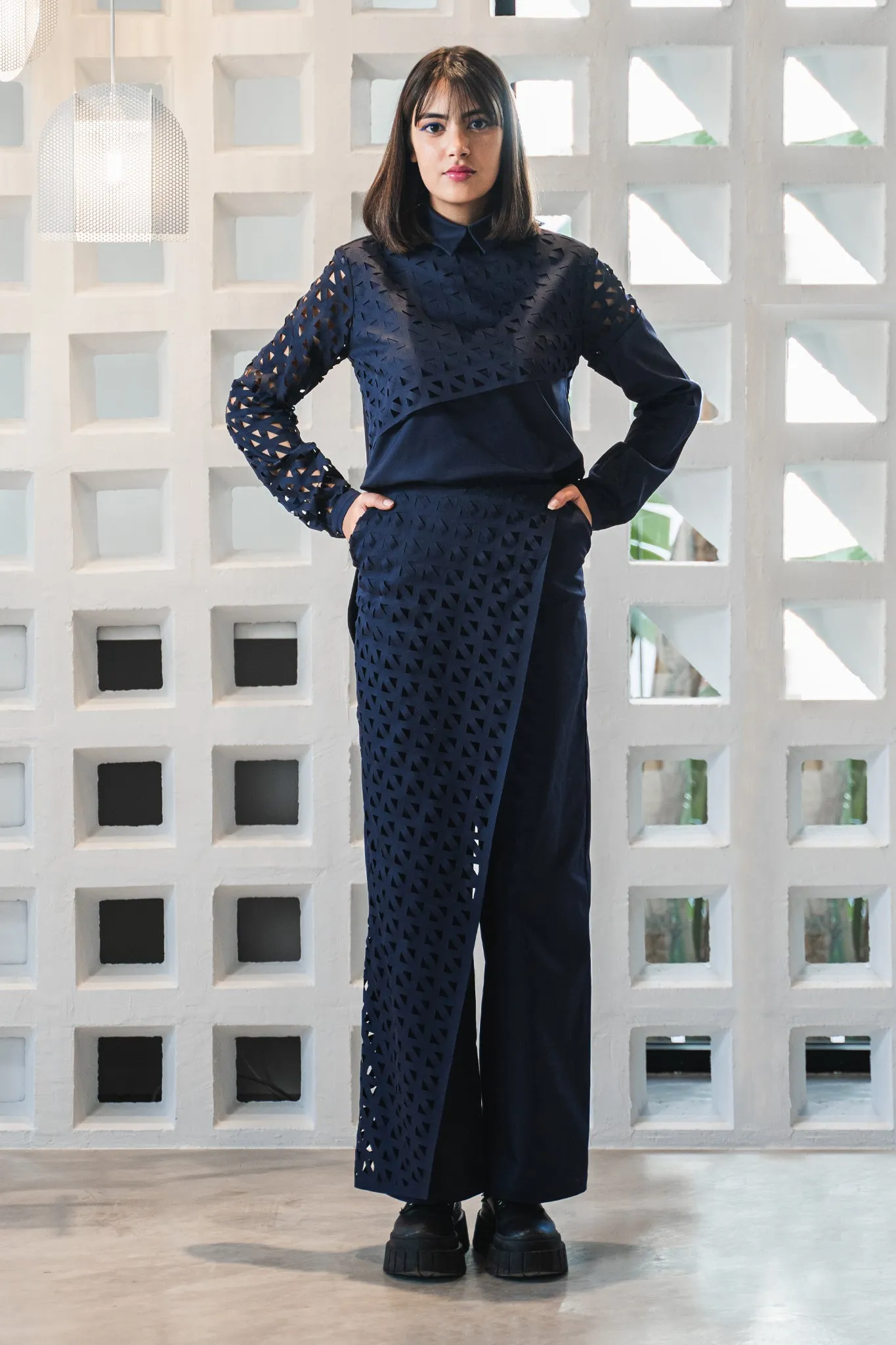 Kirigami architectural pants