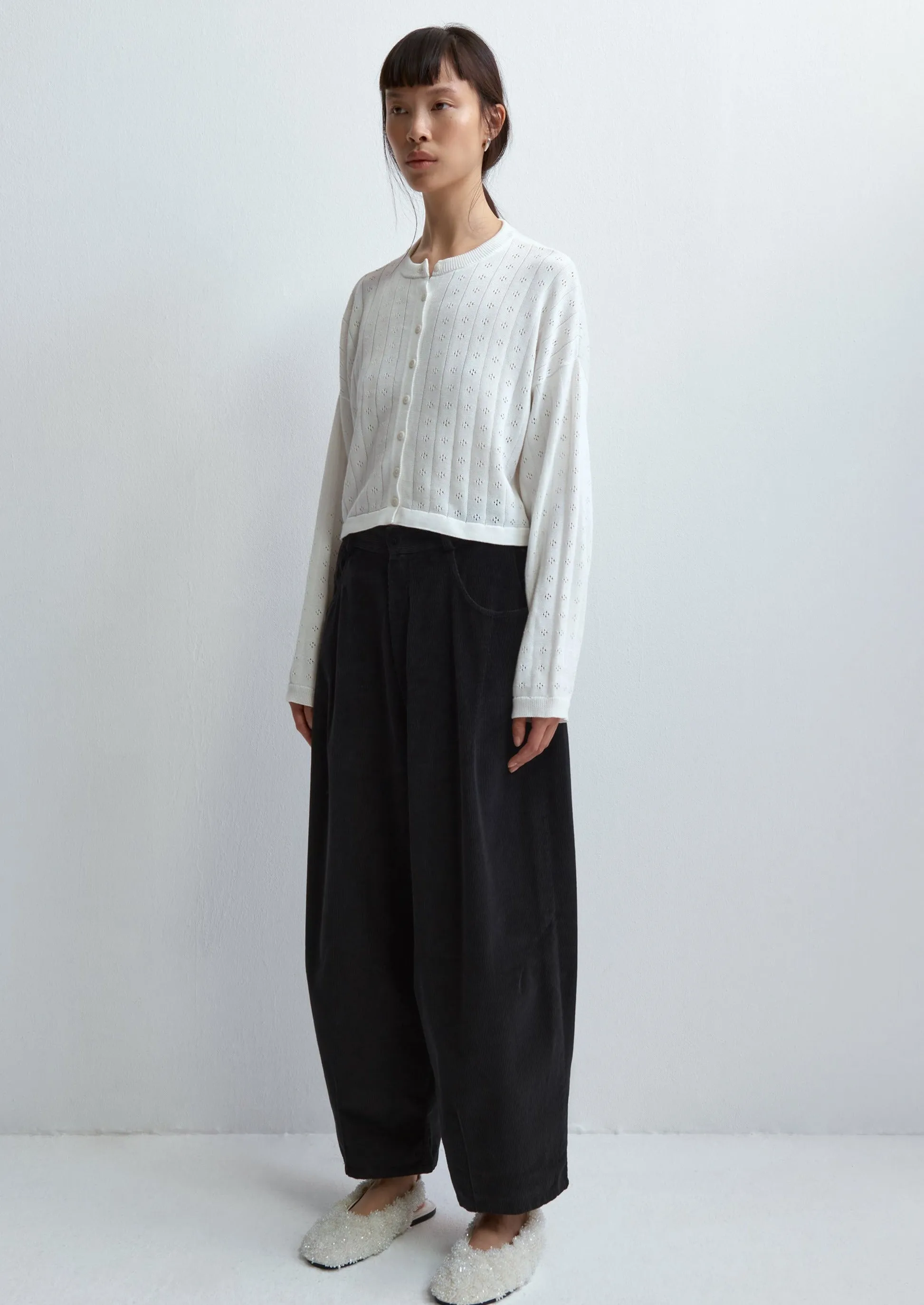 Knitted Perle Cardigan, White