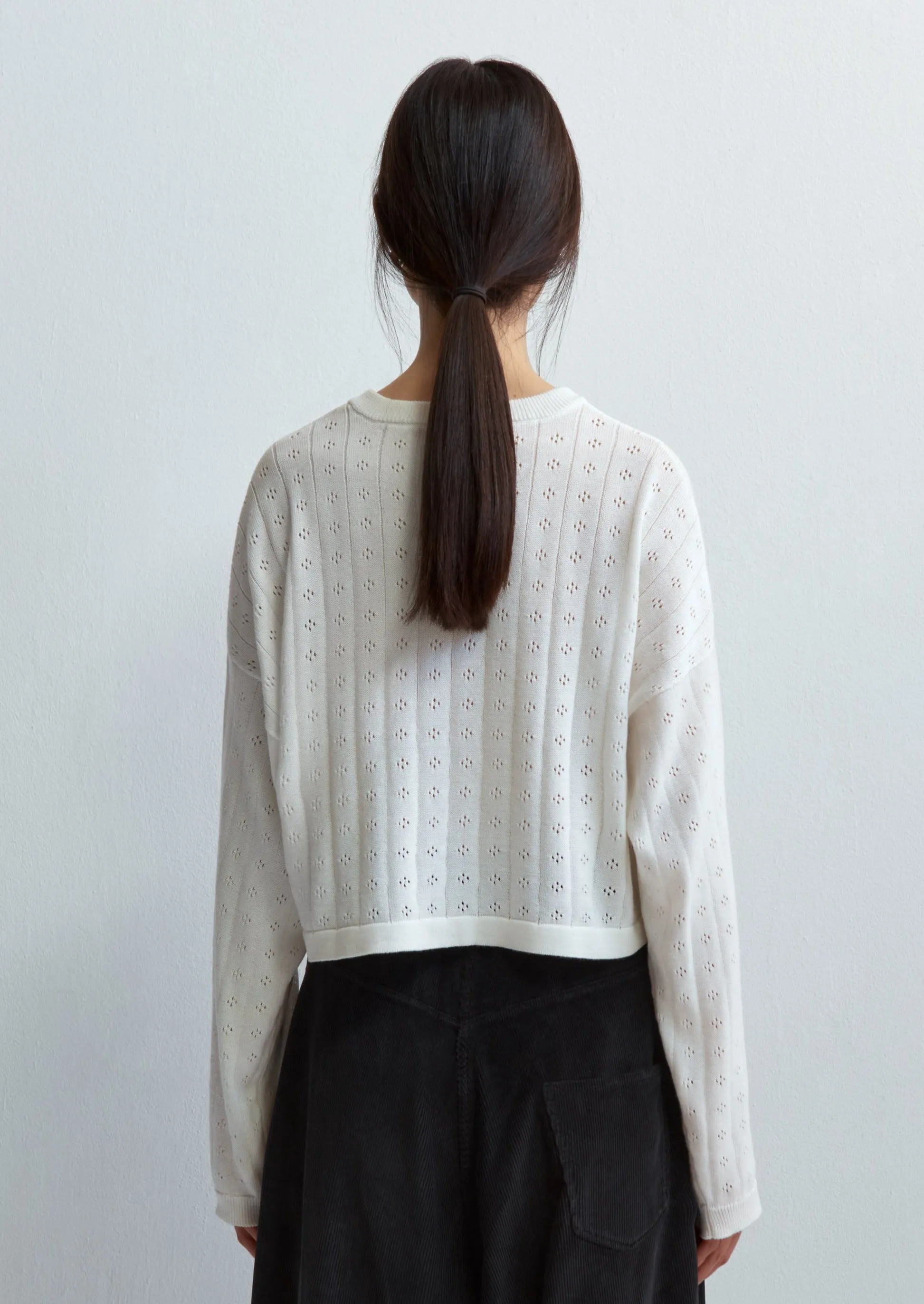 Knitted Perle Cardigan, White