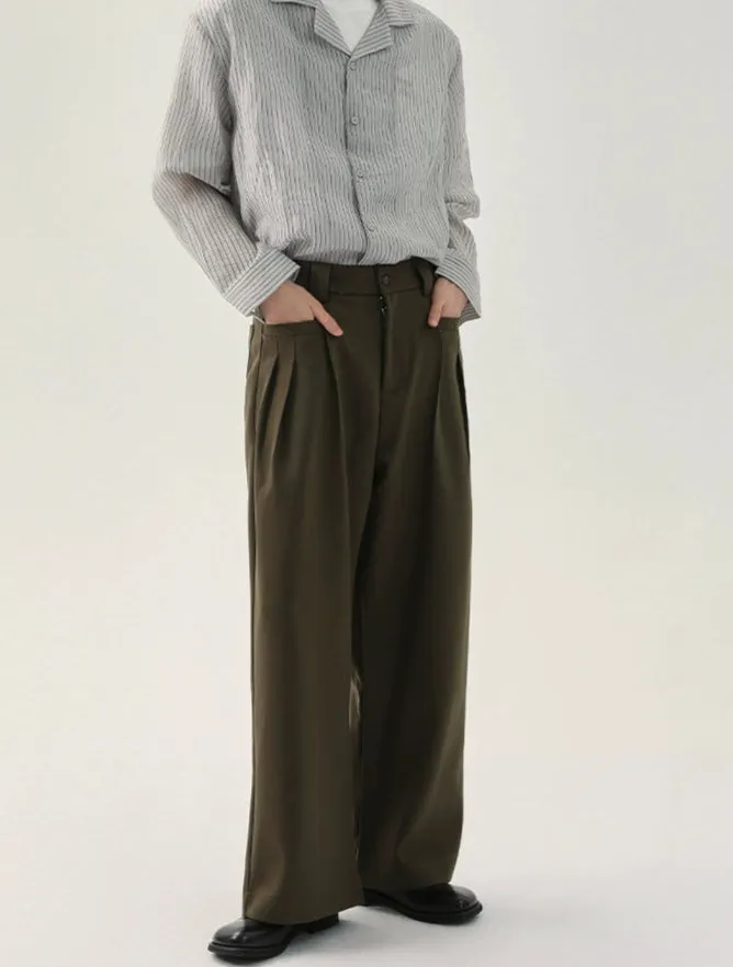 Loose-fit Wide-Leg Pleated Pants