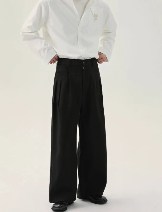 Loose-fit Wide-Leg Pleated Pants