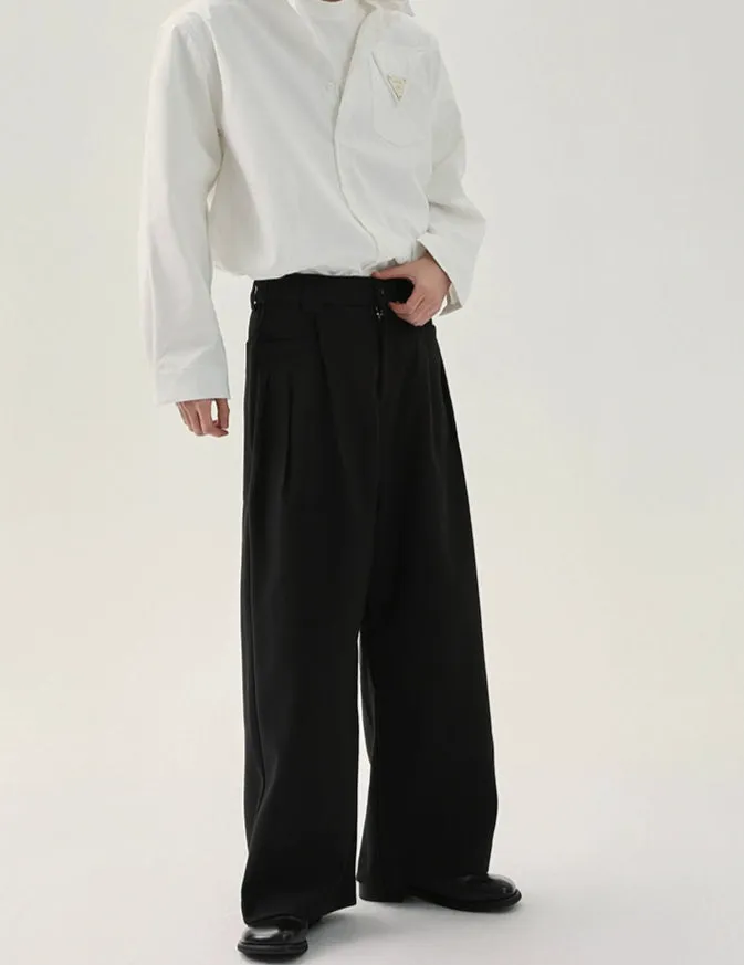 Loose-fit Wide-Leg Pleated Pants