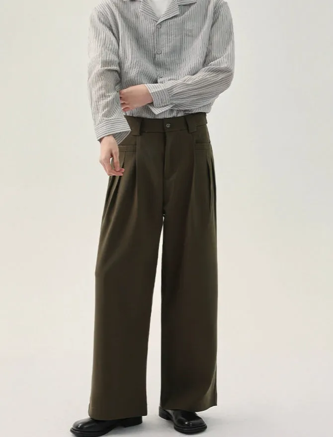 Loose-fit Wide-Leg Pleated Pants