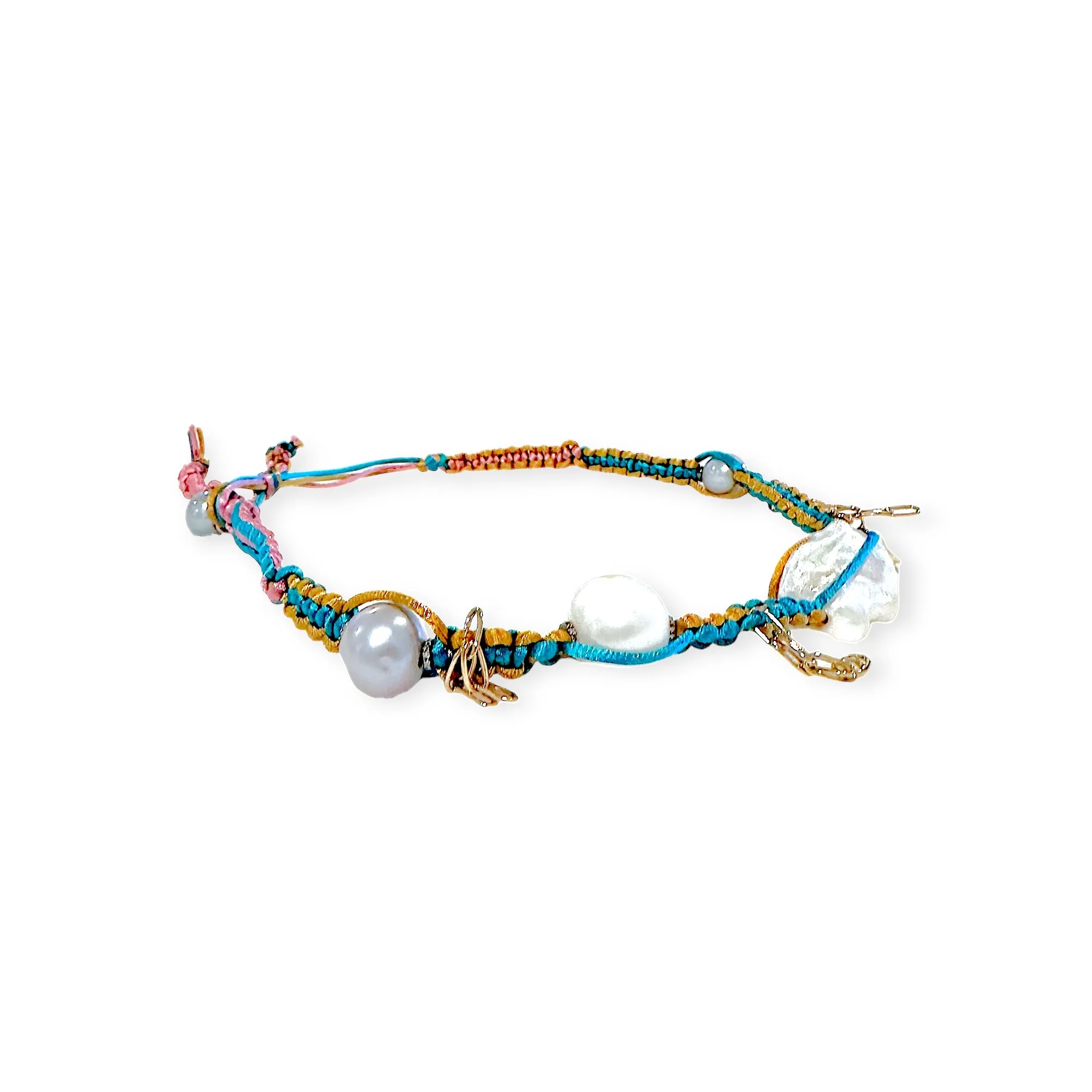 METALLIC DREAM SKY BAROQUE PEARL DIAMOND GOLD STAR AND CHAIN SILK ROCKER CHOKER