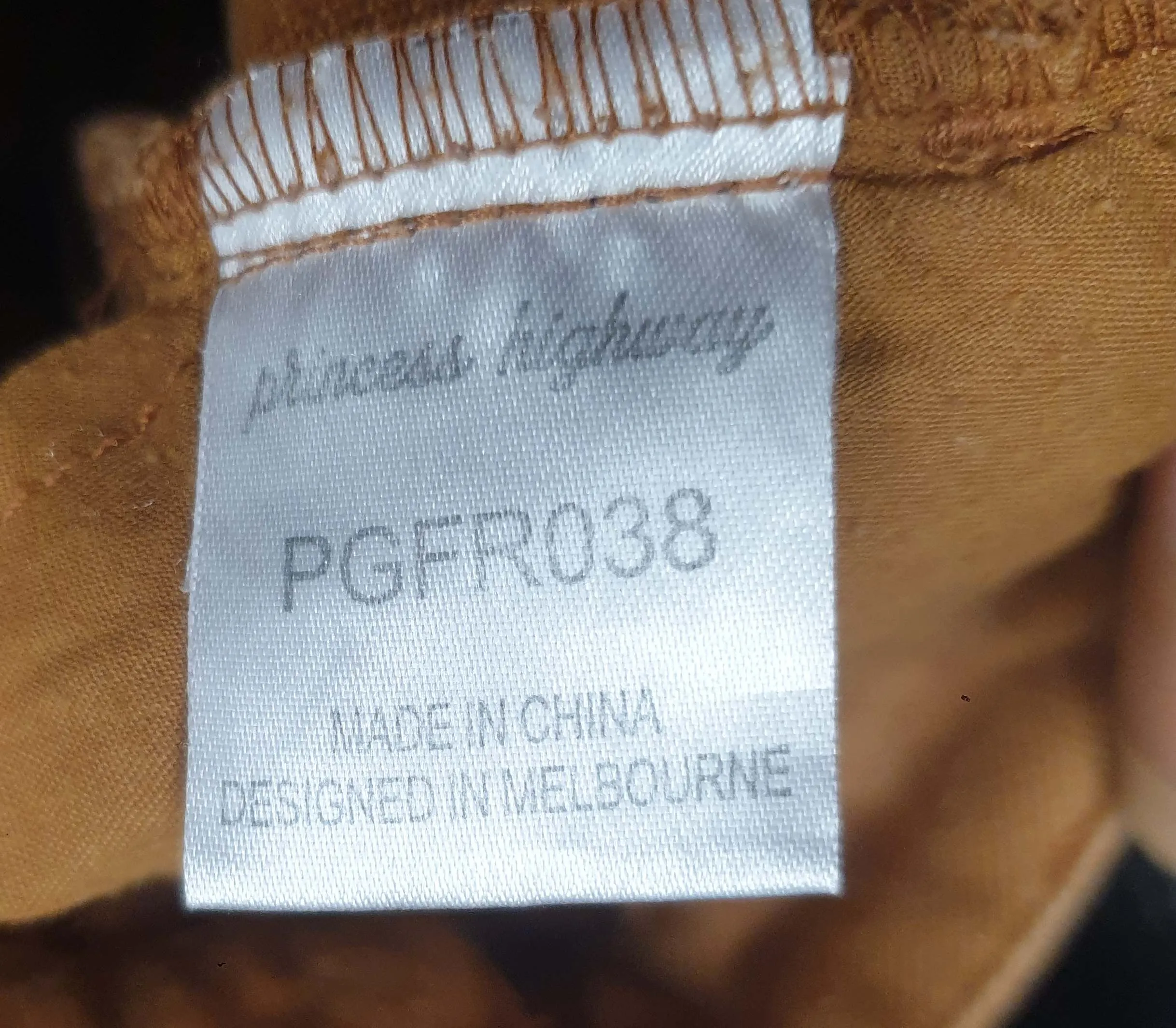 Princess Highway orangey brown straight leg pants/jeans size 10