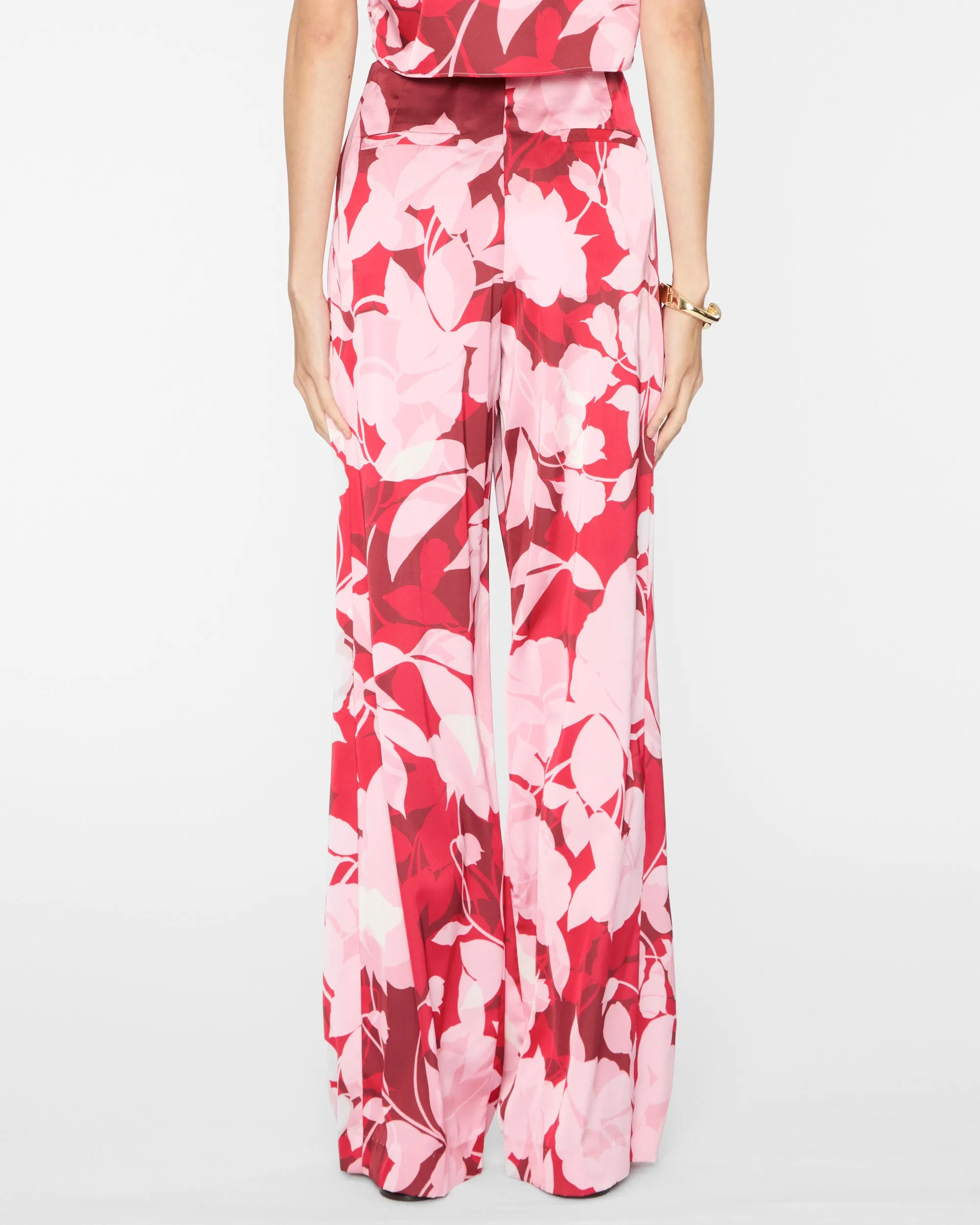 Rita Pants in Flora Rosada Satin