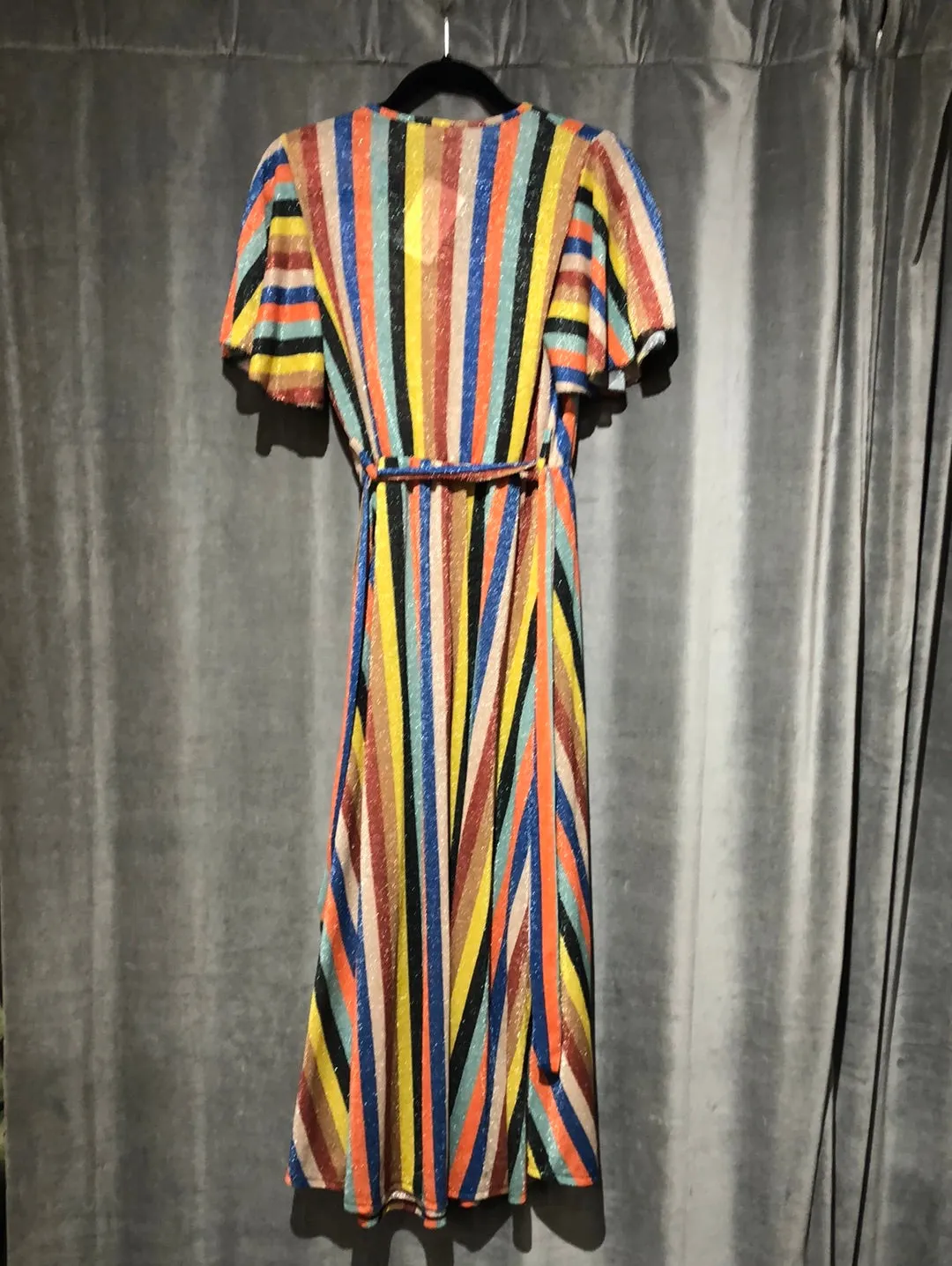 SENES Mulicolor Striped Metallic midi dress