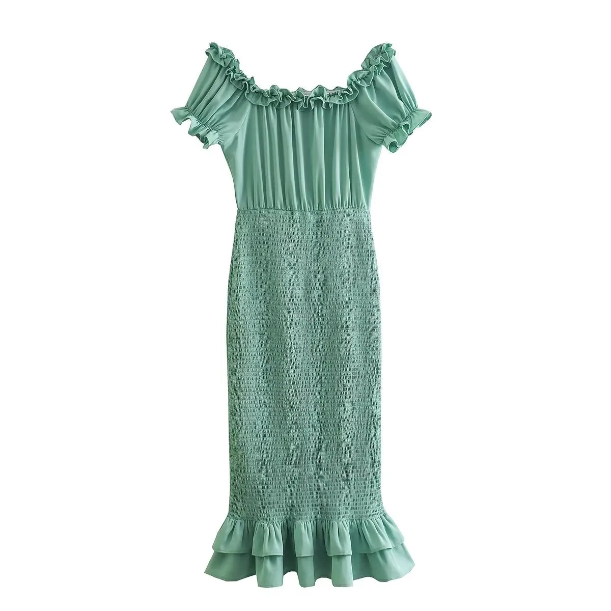 Shirred Off the Shoulder Maxi Dress