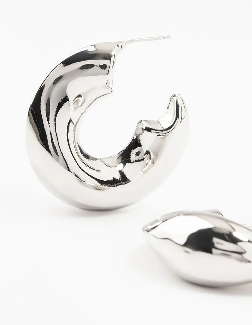 Silver Melted Wave Hoop Earrings