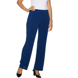 Susan Graver Women's Textured Liquid Knit Pull On Straight Leg Pants
