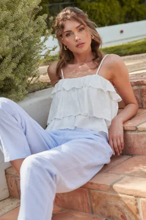 Tiered Ruffle Eyelet Crop Top