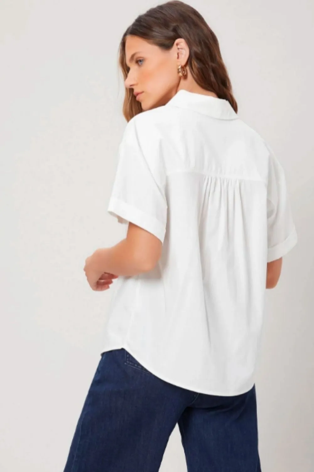 White Back Gathered Boxy Shirt